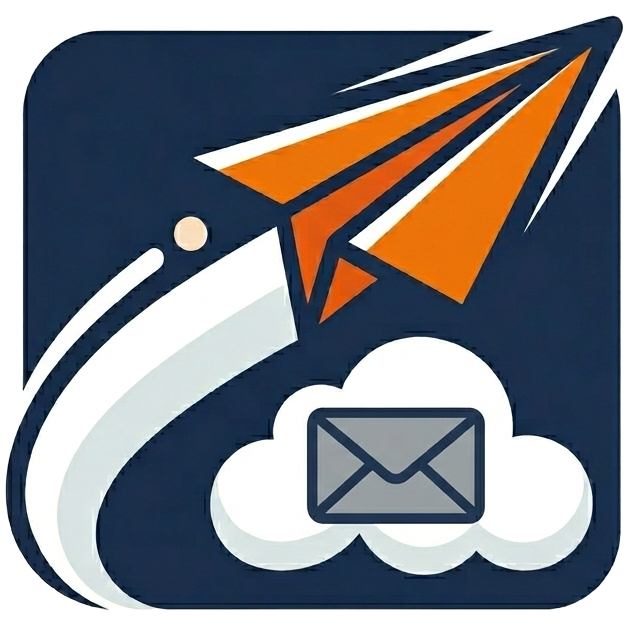 A paper airplane streaking over a cloud holding an envelope — the Just-Deliver.dev logo.